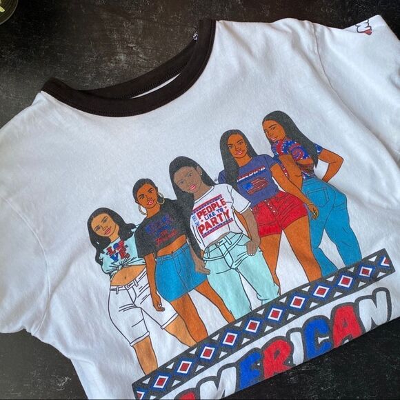 Tops - American Girl Ringer Tee Juniors Sz L